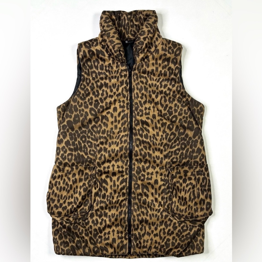 Love Token Vest Women’s Medium Leopard Print Puffer
